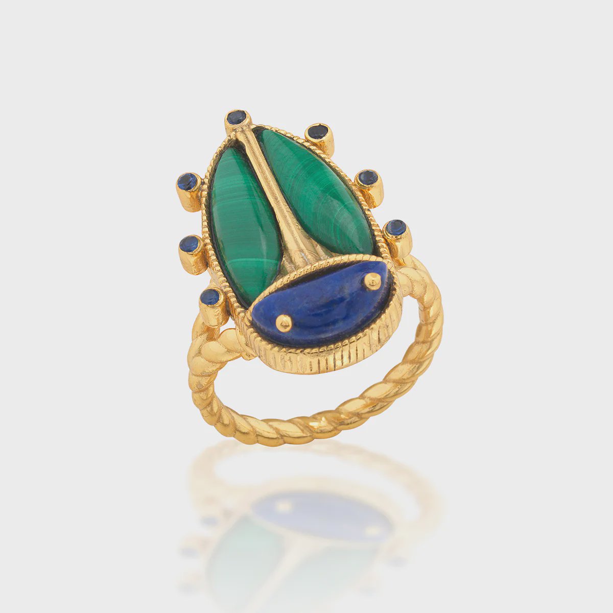 Scarab Grande Ring / Lapis + Malachite / Size 8