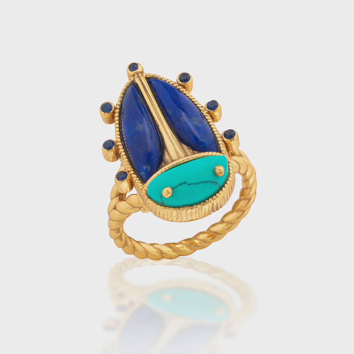 Scarab Grande Ring / Turquoise + Lapis