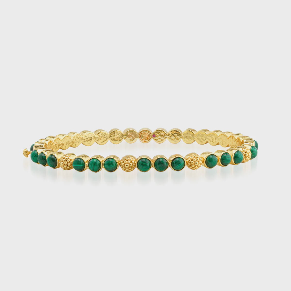 Berry Gem Petite Hinged Bangle - Malachite