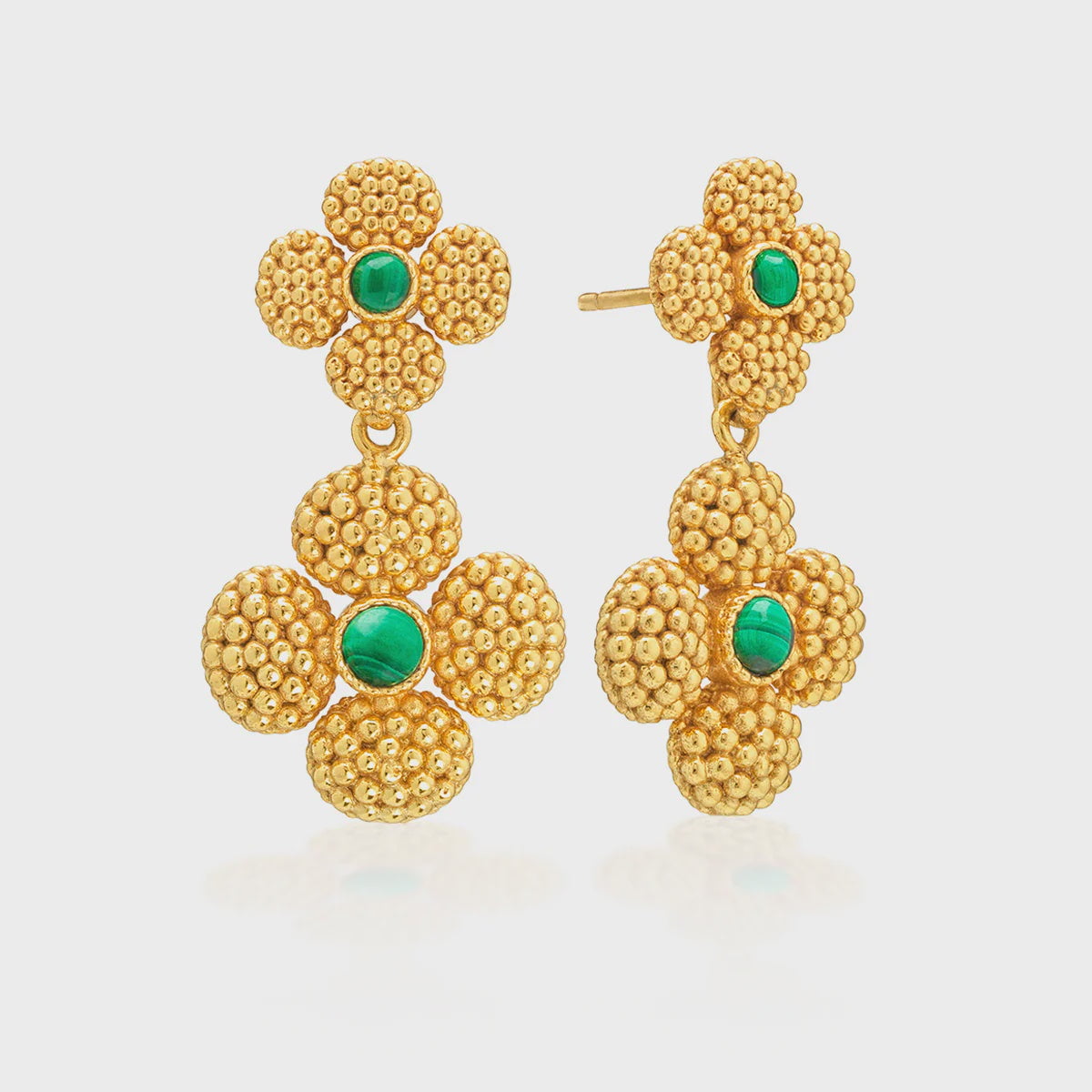 Berry Clover Convertible Duo Earrings / Malachite