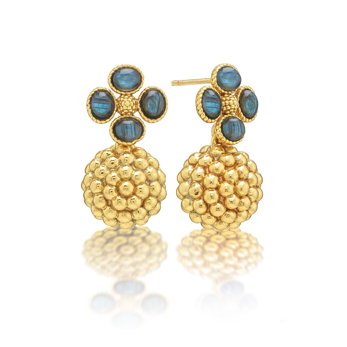 Berry Clover Drop Earrings - Blue Labradorite