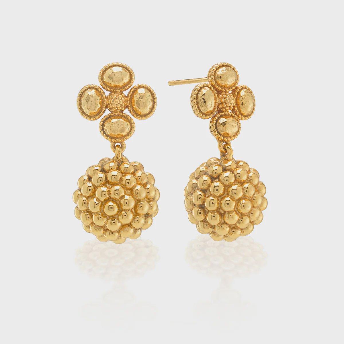 Berry Clover Drop Earrings / Gold