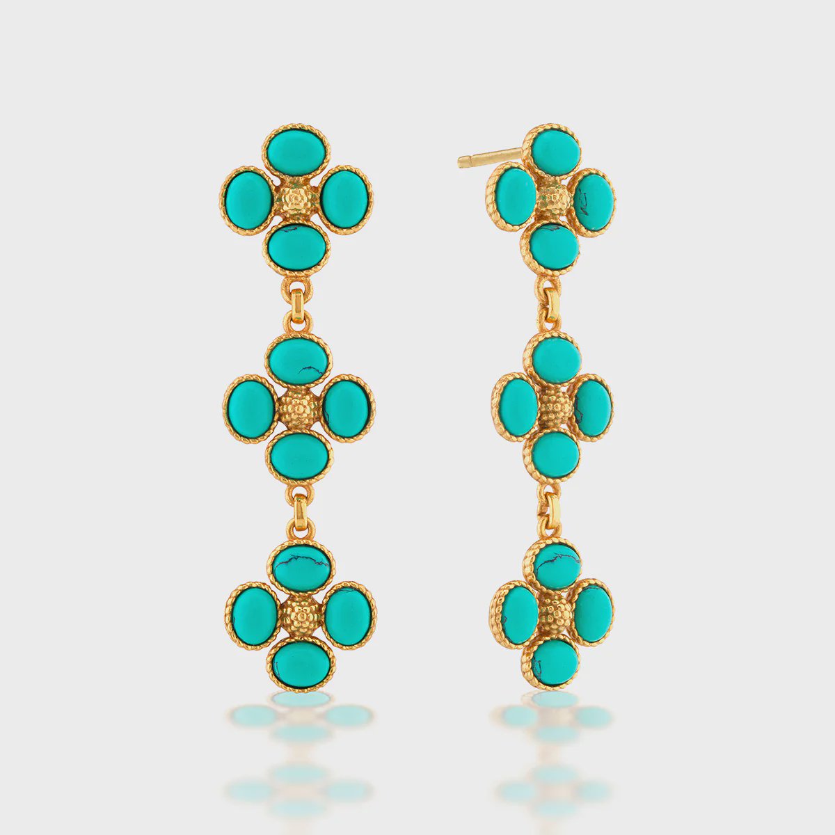 Berry Clover Linear Earrings / Turquoise