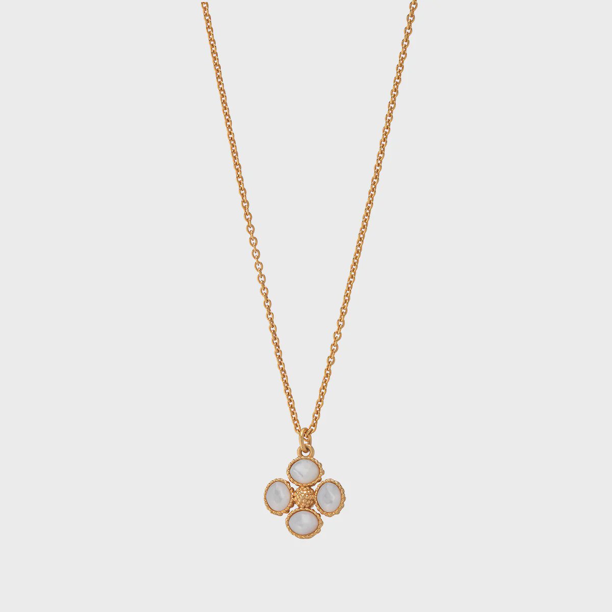 Berry Clover Double Sided Charm Necklace / Mother of Pearl