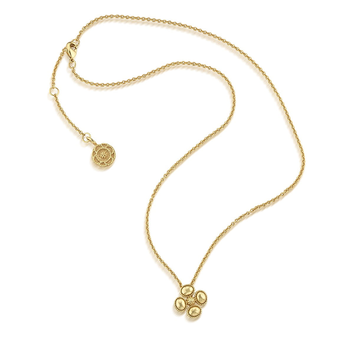Berry Clover Station Necklace, 16" + 2", Gold