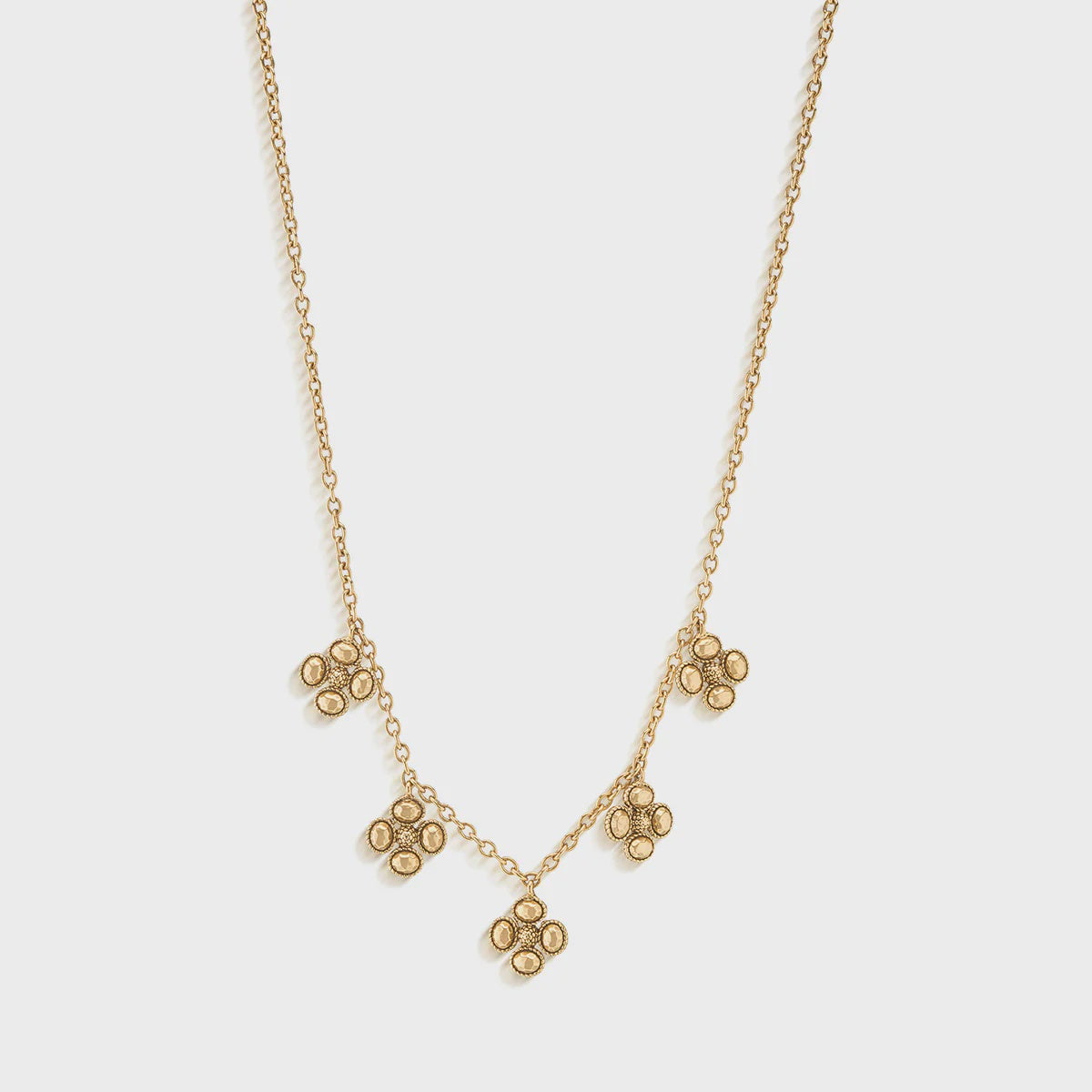 Berry Clover Muti Station Necklace, 16" + 2" - Gold
