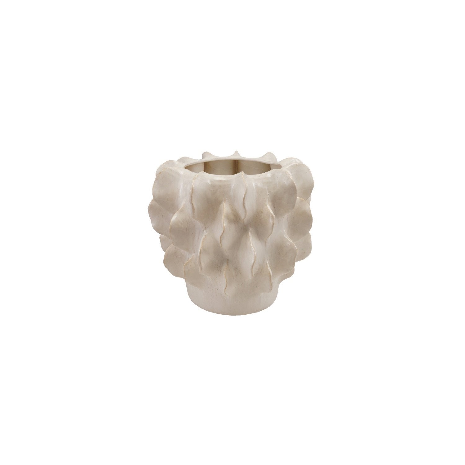 Stoneware Sculptural Planter, Cream Color