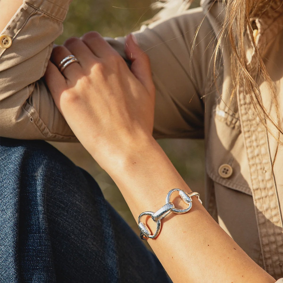 Equestrian Snaffle Bit Cuff / Silver