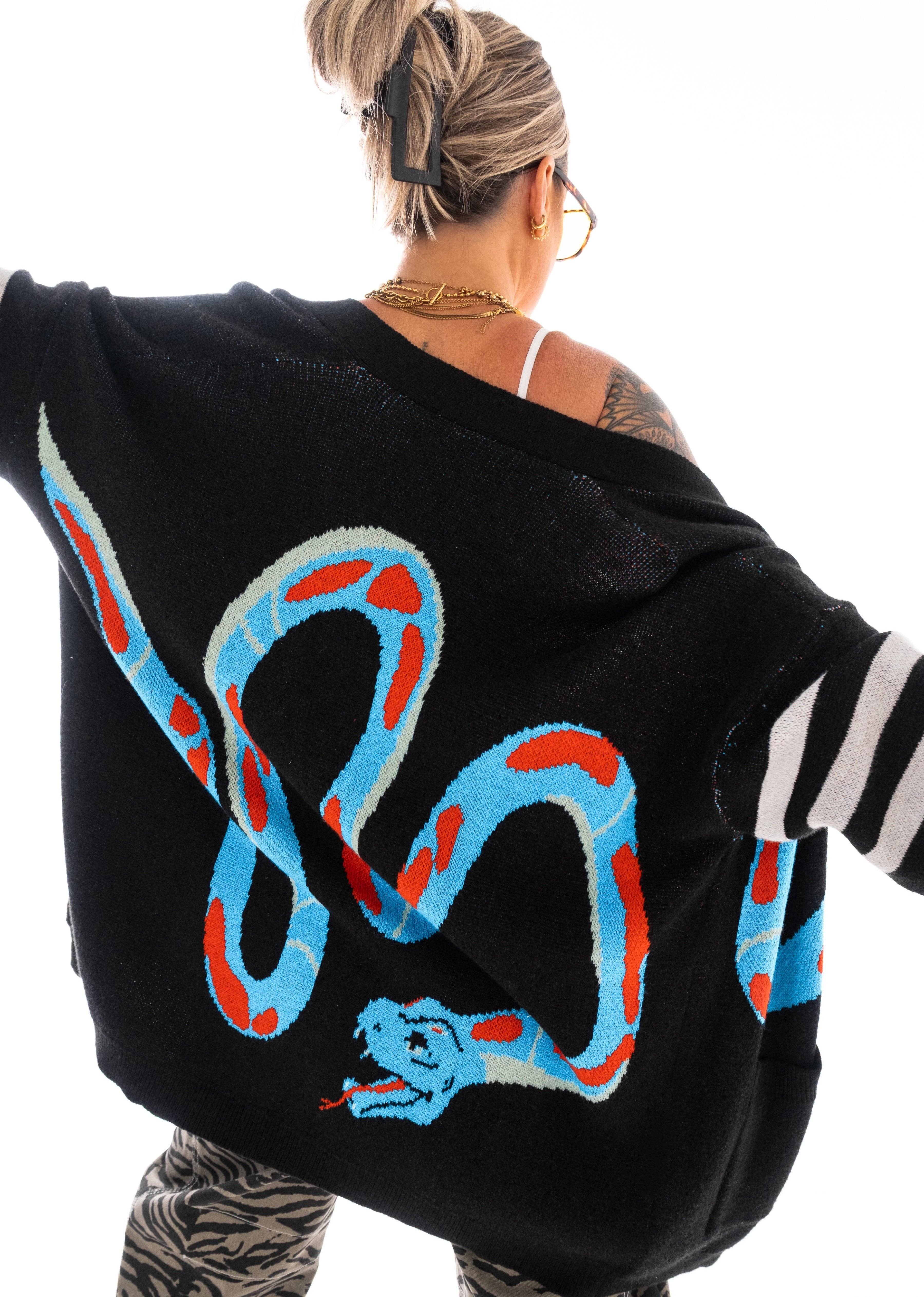 SERVING LOOKS STATEMENT CARDIGAN / Black Snake