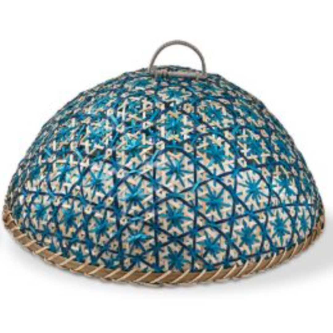 Bamboo Woven Food Cover, Blue