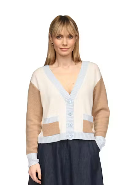 Enchantress Cardigan / Organic White Blue Mist