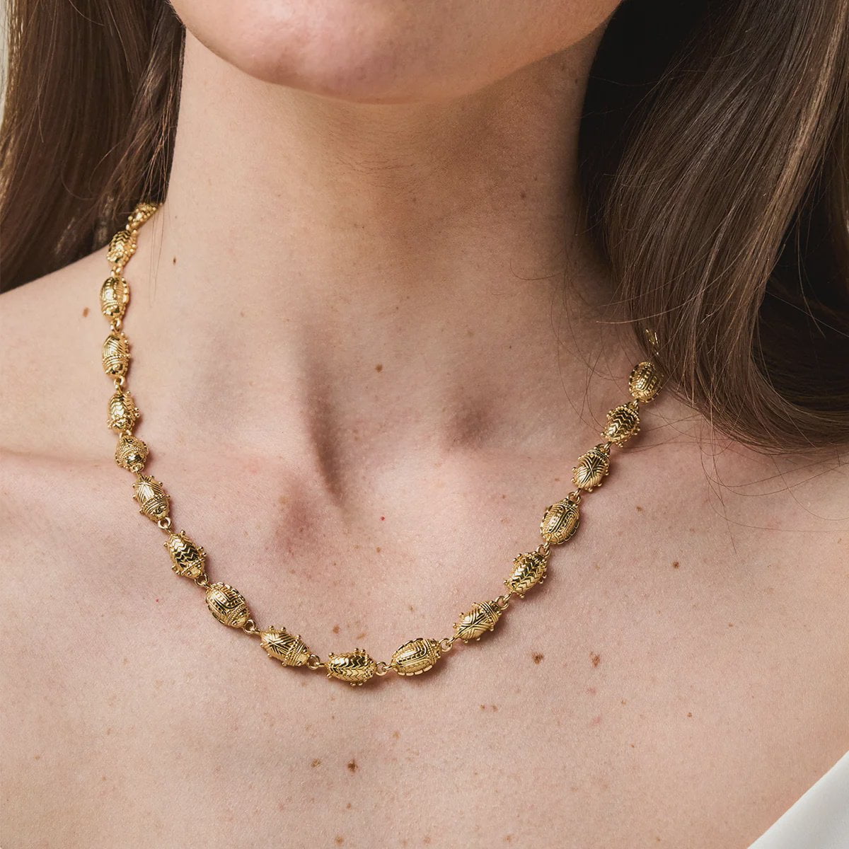 Scarab Petite Linear Link Necklace 18"+1" / Gold