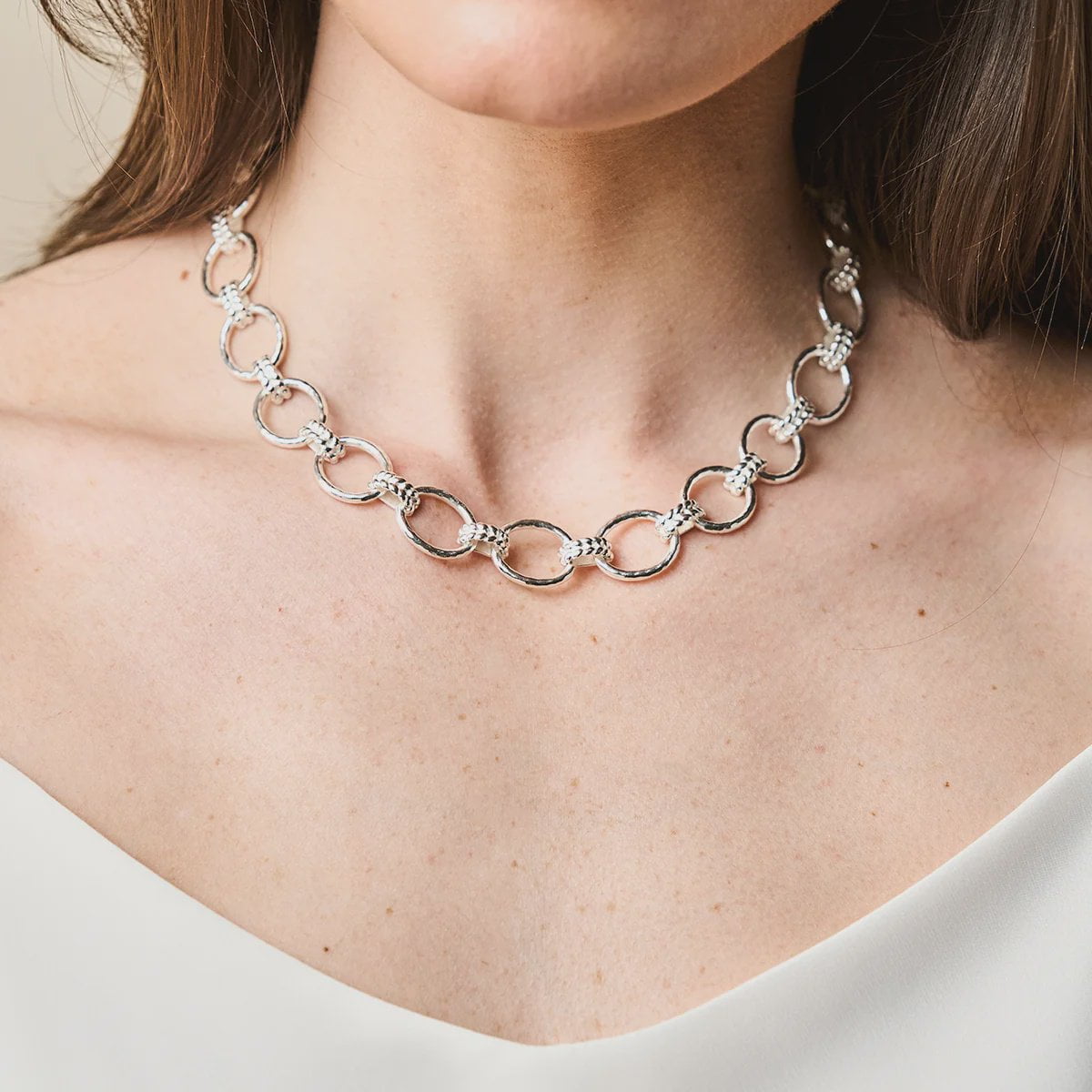 Cleopatra Grande Link Necklace 16"+2" / Silver