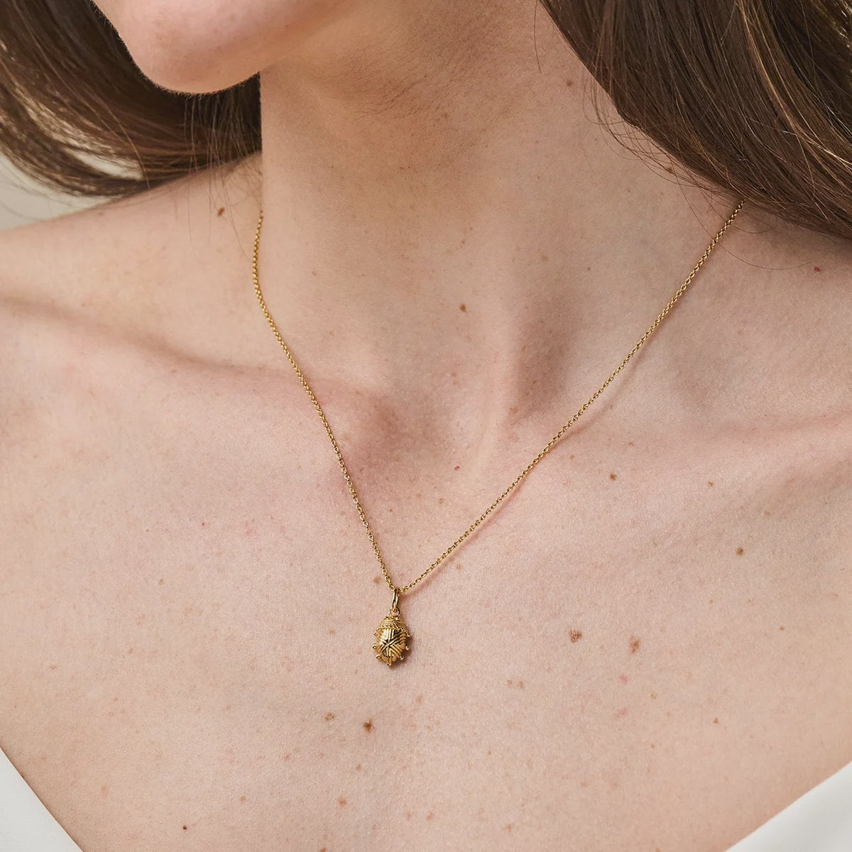 Scarab Petite Charm Necklace 16"+2" / Gold