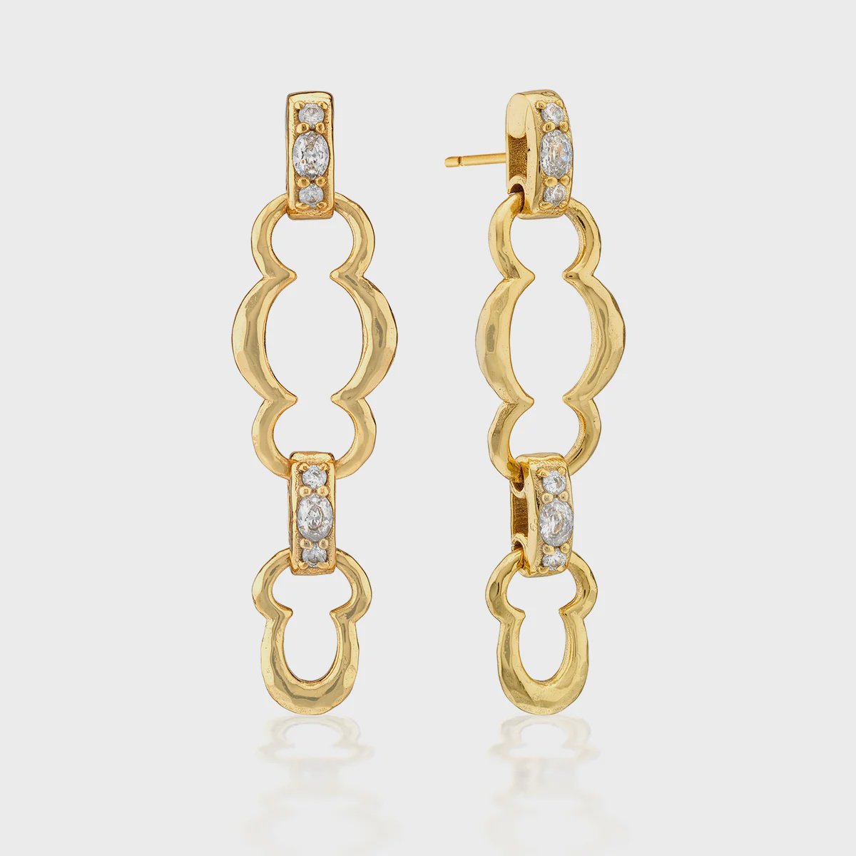 Maharani Grande Double Drop Earrings / Clear Cubic Zirconia
