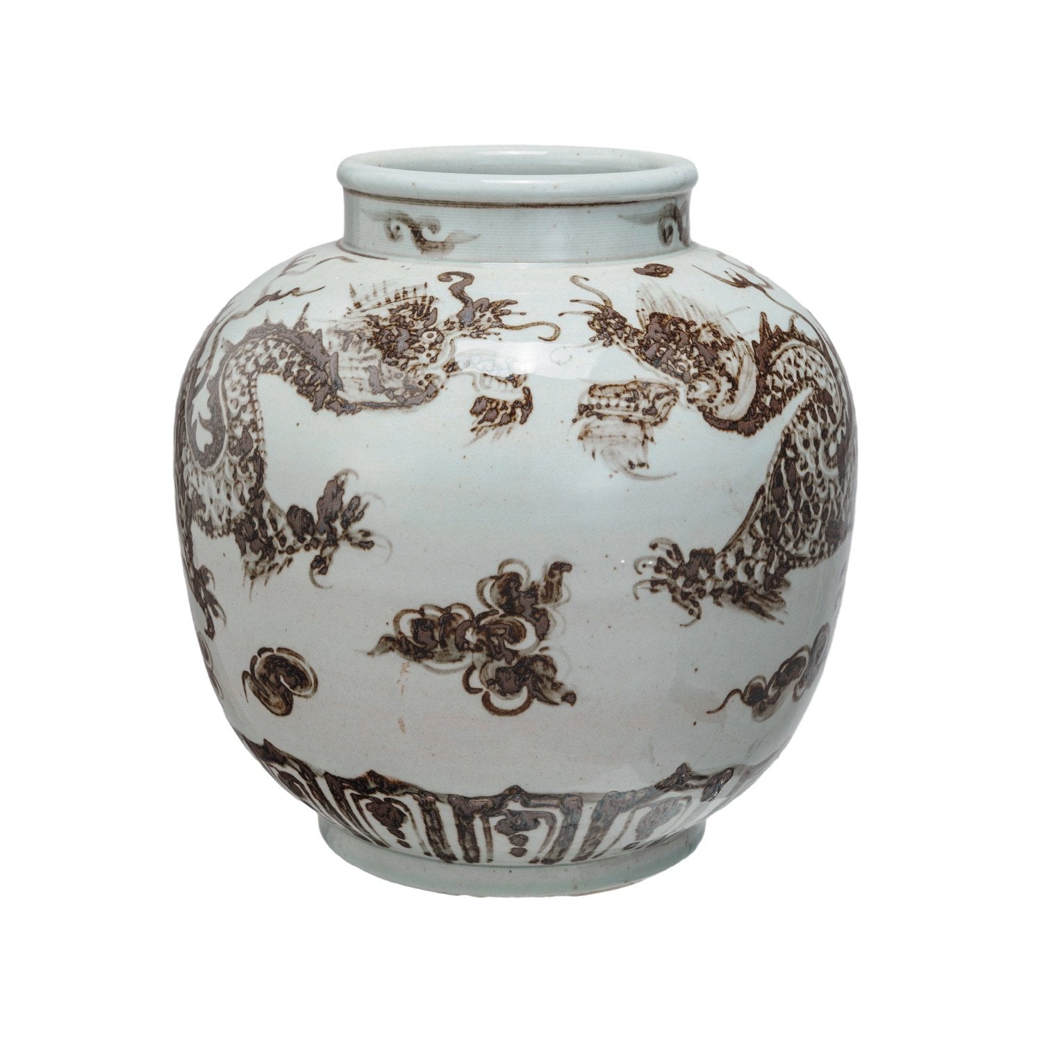 Hand-Painted Porcelain Vintage Reproduction Vase w/ Dragons