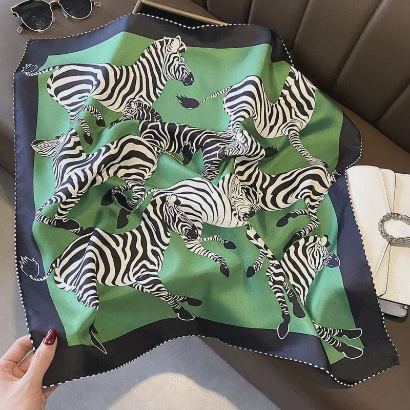 28" Silk Zebra Scarf / Green