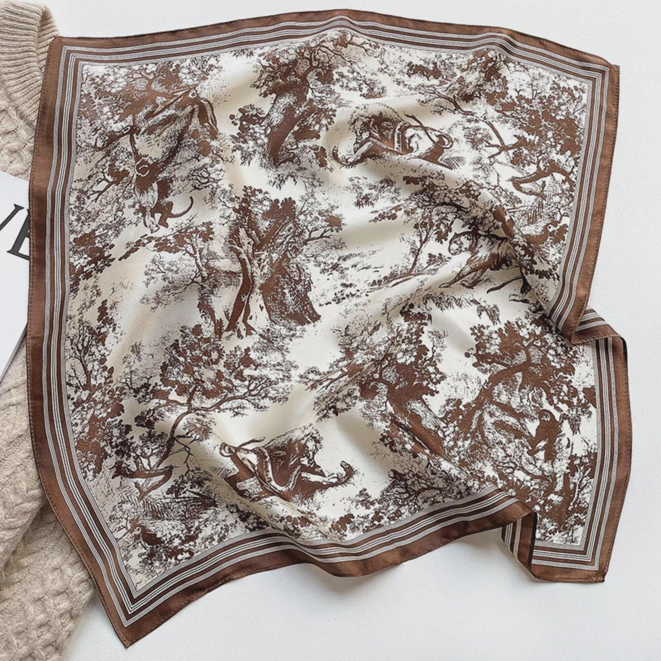 Silk Vintage Forrest Scarf / Brown