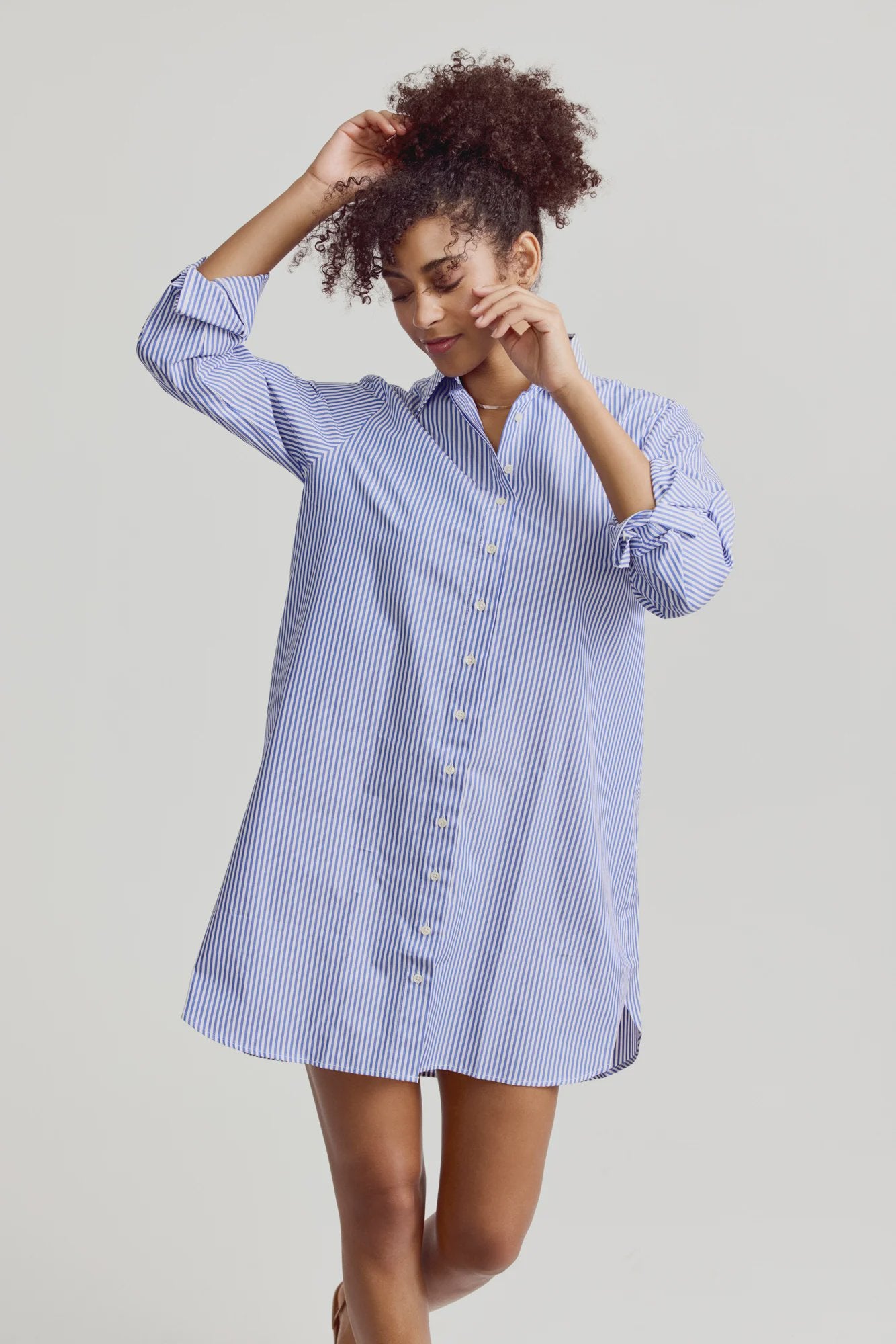 The WFH Dress / Blue White Stripe
