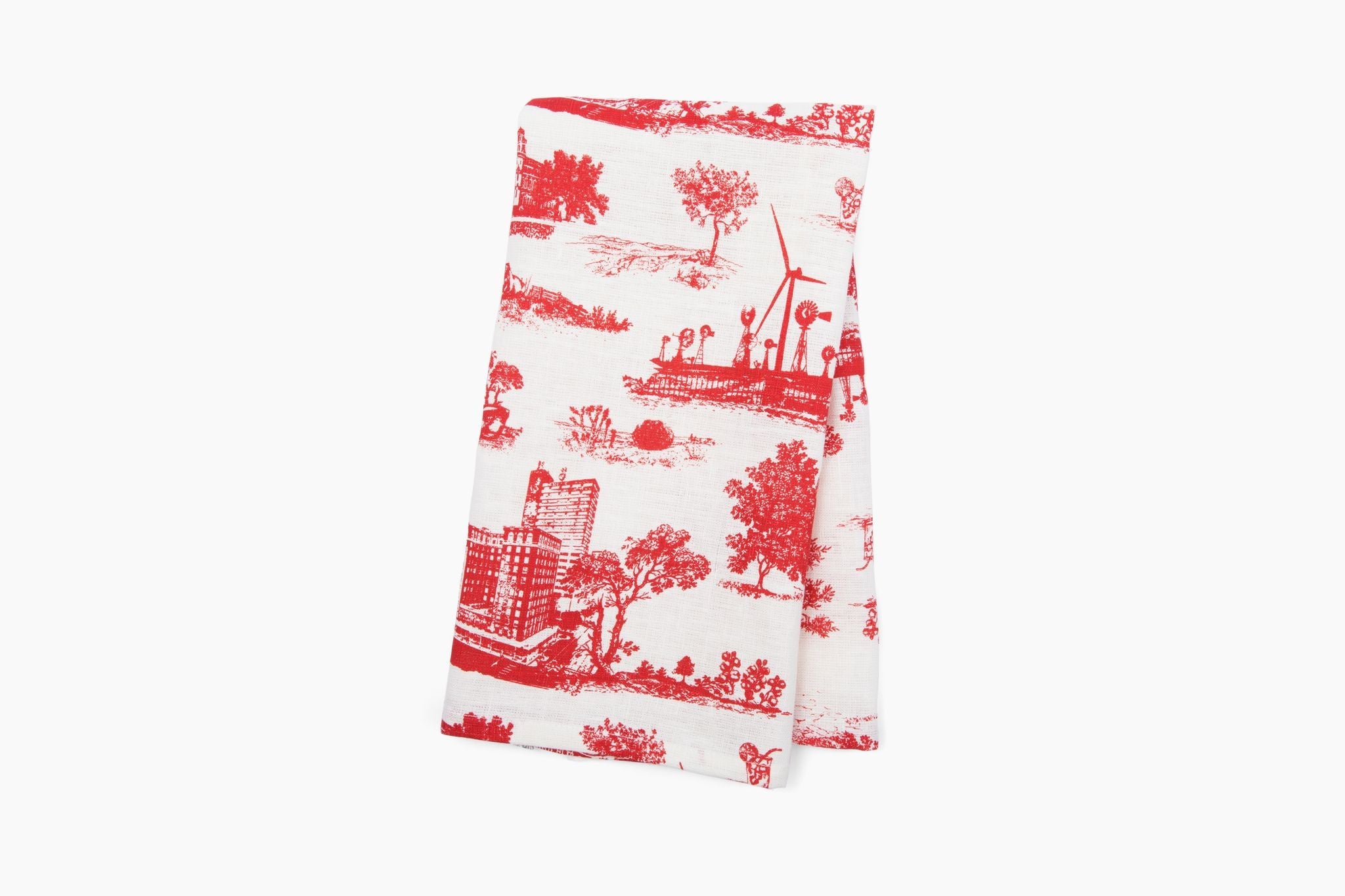 The Lubbock Toile™ Tea Towel/ Red