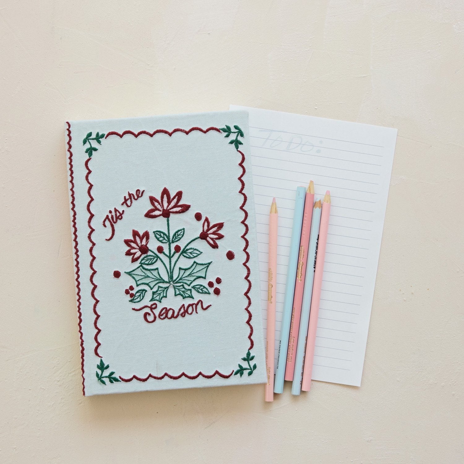 Handmade Paper & Embroidered Fabric Bound Notebook
