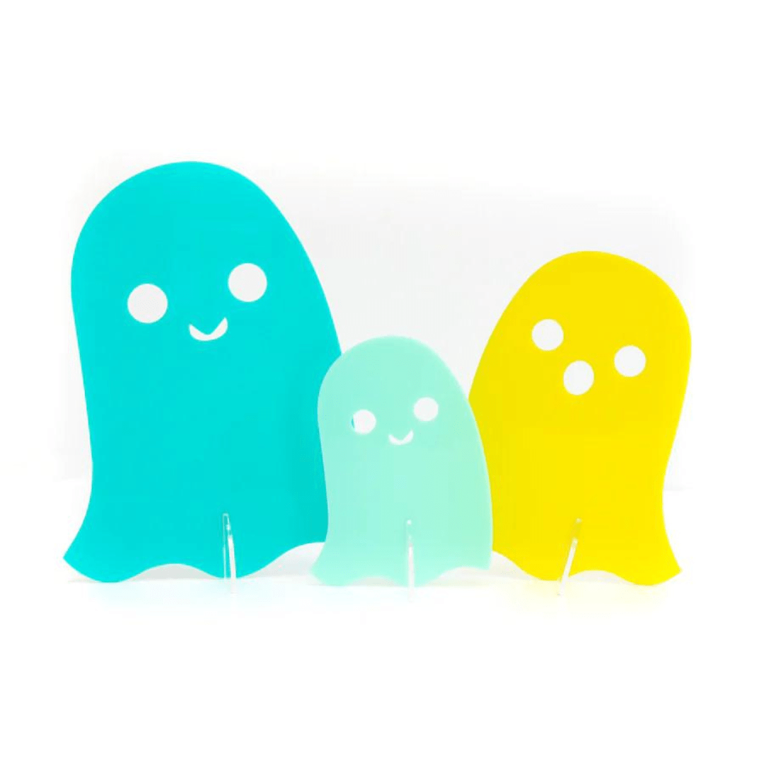 Acrylic Ghosts / Chartreuse, Mint & Turquoise