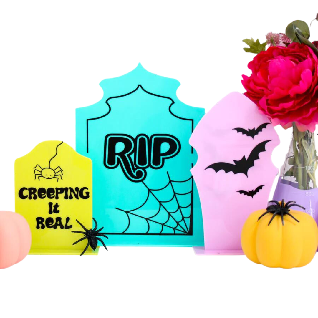 Acrylic Tombstones / Chartreuse, Lavender & Turquoise