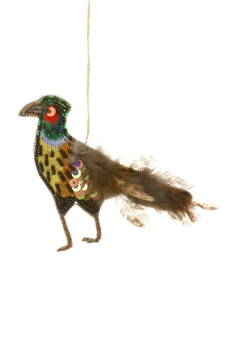 Beaded Pheasant Ornament